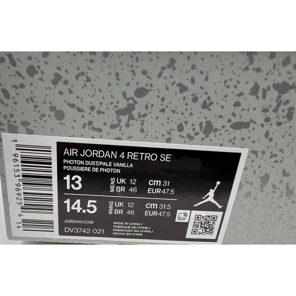 Air Jordan 4 Retro SE Craft Photon Dust Grey Shoes DV3742-021 Size 13 - Picture 7 of 7